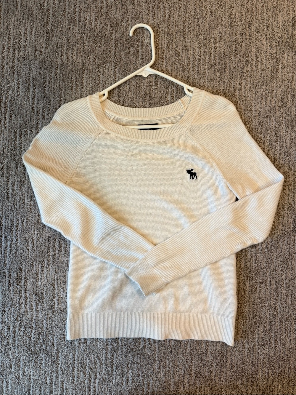 Abercrombie & Fitch Ivory Crewneck Sweater with Logo